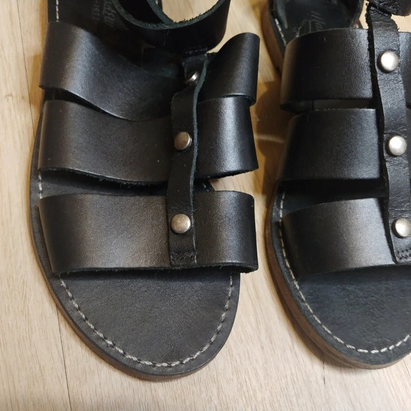 Madewell Rowan Black Leather Strappy Flat Zip 7 - Picture 2 of 6